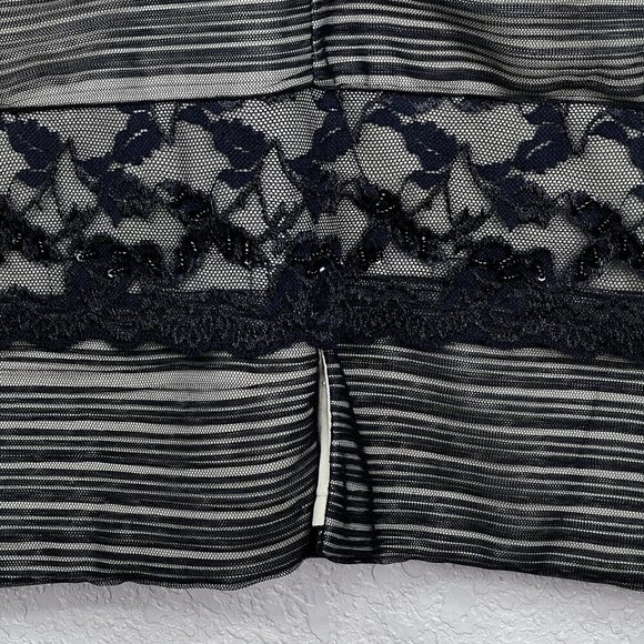 Vintage Beaded Lace Bodycon Cocktail Wiggle Little Black Dress V-Neck Size 10 - Picture 7 of 7